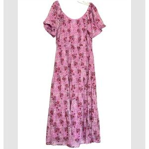 Draper James Lilac Chiffon Ditsy Floral Tiered Maxi Dress Med Cottagecore Boho